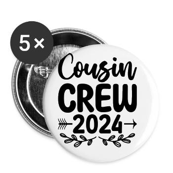Cousin Crew 2024 Pregnancy Announcement Family - Buttons large 2.2''/56 mm (5-pack) - white - Front