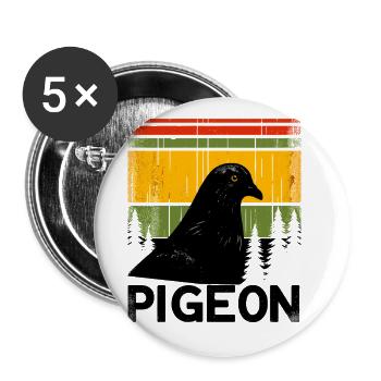 Pigeon Retro Forest Birdwatching Bird Birder - Buttons large 2.2''/56 mm (5-pack) - white - Front