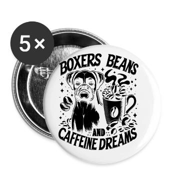 Haricots Boxer Et Caféine Rêves Amoureux Des Chiens - Lot de 5 grands badges (56 mm) - blanc - Devant