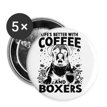 Life's Better With Coffee And Boxers Caffeine - Buttons large 2.2''/56 mm (5-pack) - white - Front