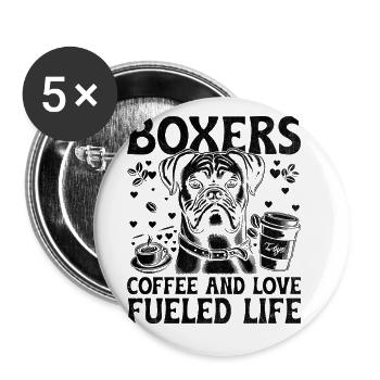 Boxers Coffee And Love Fueled Life Caffeine Lover - Buttons large 2.2''/56 mm (5-pack) - white - Front