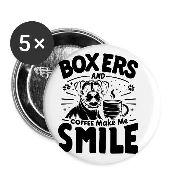 Boxers And Coffee Make Me Smile Caffeine Lover - Buttons large 2.2''/56 mm (5-pack) - white - Front