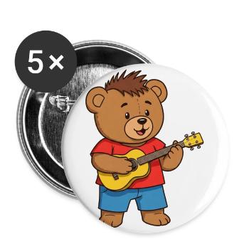 Teddy Bear Musician - Buttons large 2.2''/56 mm (5-pack) - white - Front