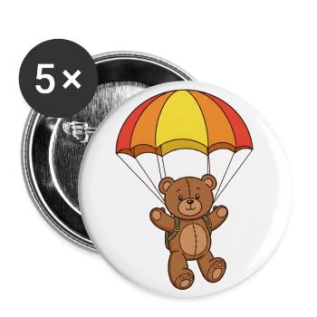 Teddy Bear Parachutist - Buttons large 2.2''/56 mm (5-pack) - white - Front