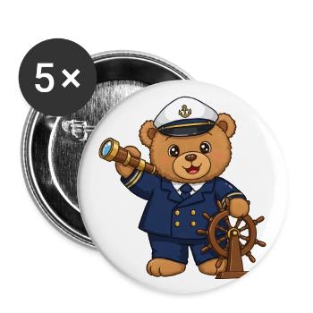 Teddy Bear Captain at Sea - Buttons large 2.2''/56 mm (5-pack) - white - Front