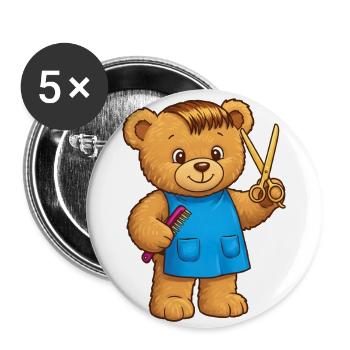 Teddy Bear Hairdresser - Buttons large 2.2''/56 mm (5-pack) - white - Front
