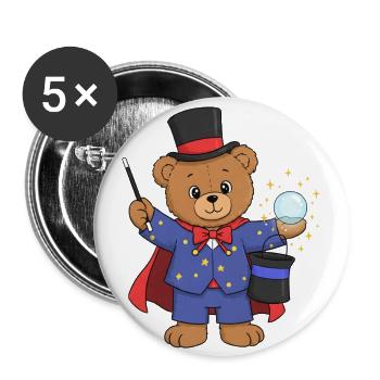 Teddy Bear Wizard - Buttons large 2.2''/56 mm (5-pack) - white - Front