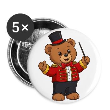 Teddy Bear Directeur du cirque - Lot de 5 grands badges (56 mm) - blanc - Devant