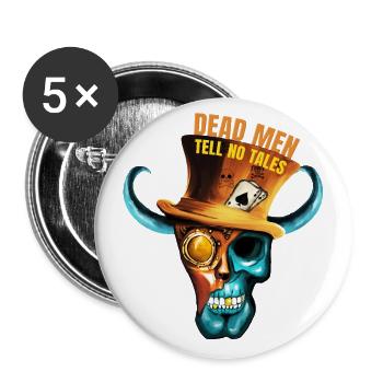 Steampunk Pirate Skull - Hand Painted Art - Buttons large 2.2''/56 mm (5-pack) - white - Front
