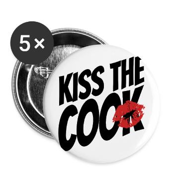 Kiss the cook - cock - pun - saying - Buttons large 2.2''/56 mm (5-pack) - white - Front