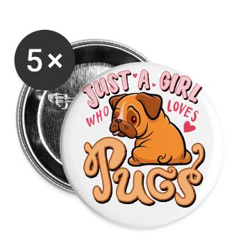juste une fille qui aime les carlins - Cadeau Carlin - Lot de 5 grands badges (56 mm) - blanc - Devant