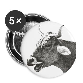 Lachende Kuh schiefer - Buttons groß 56 mm (5er Pack) - Weiß - Vorne
