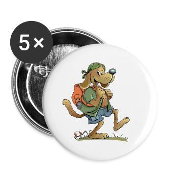 Wanderer Hund - Buttons groß 56 mm (5er Pack) - Weiß - Vorne