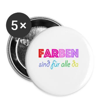 Farben sind für alle da - Buttons groß 56 mm (5er Pack) - Weiß - Vorne