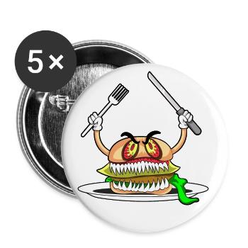 EVIL BURGER - Eat if you dare! - Buttons large 2.2''/56 mm (5-pack) - white - Front