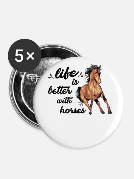 Equestrian Horse Riding Life is better with horses - Buttons large 2.2''/56 mm (5-pack) - white