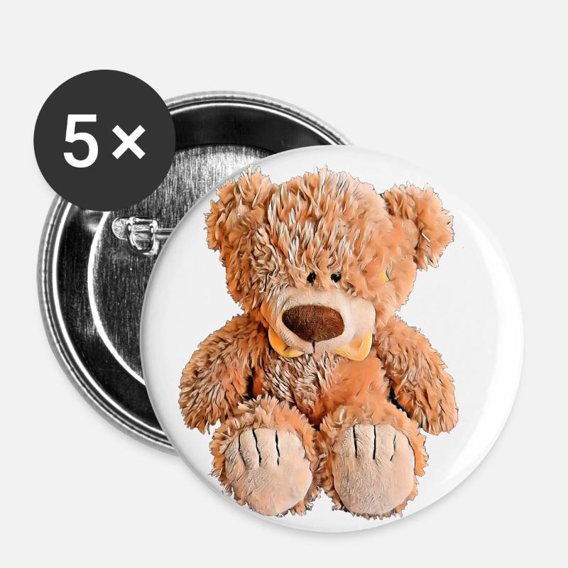 Cute Teddy Bear - Buttons large 2.2''/56 mm (5-pack) - white