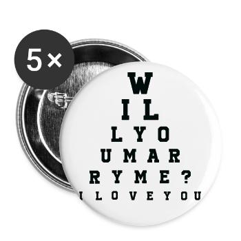 Vision Test Will You Marry Me Ophthalmologist Love - Buttons large 2.2''/56 mm (5-pack) - white - Front