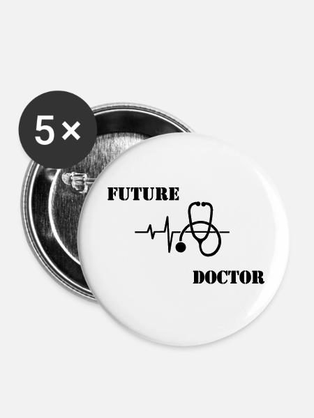Zukünftiger Arzt - Buttons groß 56 mm (5er Pack) - Weiß