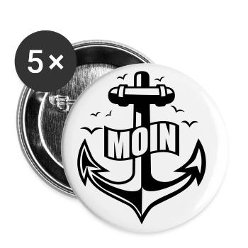 106 MOIN Anker Möwen - Buttons groß 56 mm (5er Pack) - Weiß - Vorne