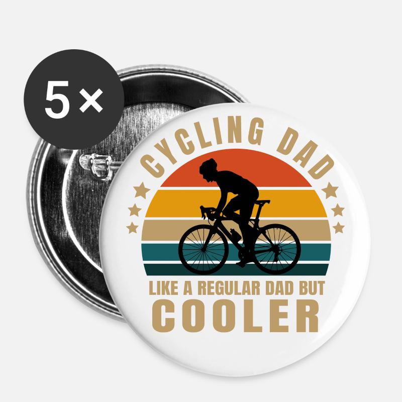 cycling dad - Buttons large 2.2''/56 mm (5-pack) - white