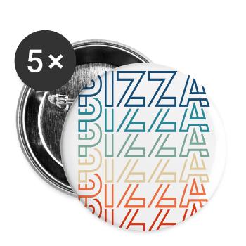 Retro Pizza Vintage Text Pizza Liebhaber - Buttons groß 56 mm (5er Pack) - Weiß - Vorne
