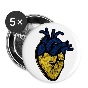 I Stand With Ukraine Flag Heart - Buttons large 2.2''/56 mm (5-pack) - white - Front