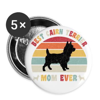 Meilleur Cairn Terrier Maman jamais amoureux des chiens rétro - Lot de 5 grands badges (56 mm) - blanc - Devant