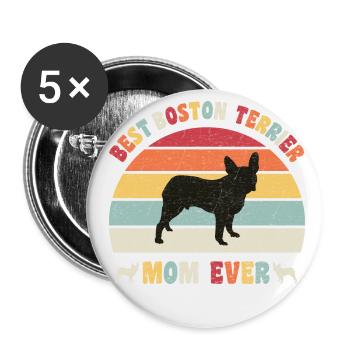 Best Boston Terrier mom ever dog lovers vintage - Buttons groß 56 mm (5er Pack) - Weiß - Vorne