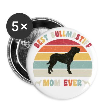 Meilleure maman Bullmastiff jamais amateurs de chiens vintage rétro - Lot de 5 grands badges (56 mm) - blanc - Devant
