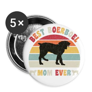 Best Boerboel mom ever dog lovers vintage retro - Buttons groß 56 mm (5er Pack) - Weiß - Vorne