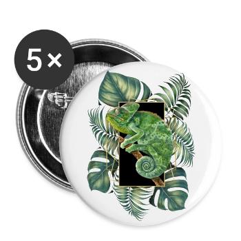 Caméléon voilé Jungle Motif Caméléon Tropical - Lot de 5 grands badges (56 mm) - blanc - Devant
