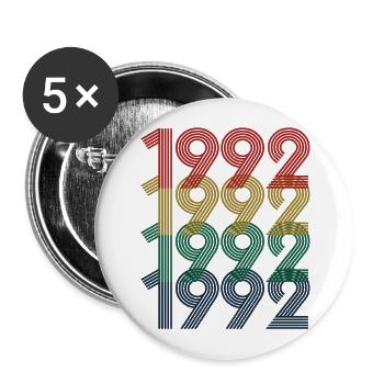 Cool Retro 1992, 30 Jahre alt, Geschenk zum 30. Geburtstag - Buttons groß 56 mm (5er Pack) - Weiß - Vorne