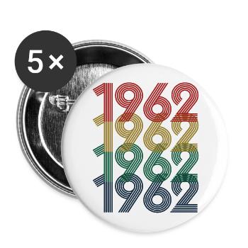 Cool Retro 1962, 60 ans, cadeau de 60e anniversaire - Lot de 5 grands badges (56 mm) - blanc - Devant