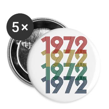 Cool Retro 1972, 50 Jahre alt, Geschenk zum 50. Geburtstag - Buttons groß 56 mm (5er Pack) - Weiß - Vorne