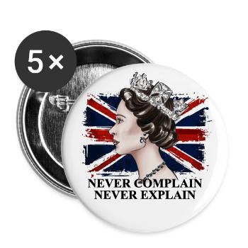 Queen of England - Buttons large 2.2''/56 mm (5-pack) - white - Front