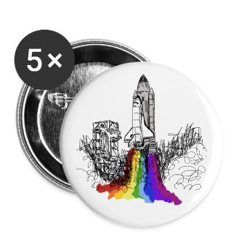 Space Shuttle Spaceship Rocket Astronaut Mission - Buttons large 2.2''/56 mm (5-pack) - white - Front