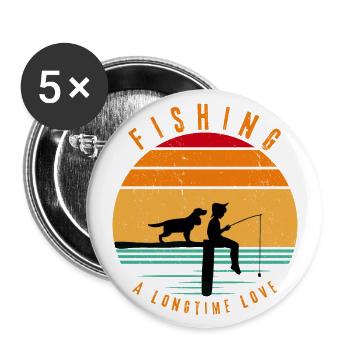 Fishing A longtime Love - Fishing - Sunset - Buttons large 2.2''/56 mm (5-pack) - white - Front