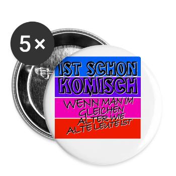komisches alter schwarz - Buttons groß 56 mm (5er Pack) - Weiß - Vorne