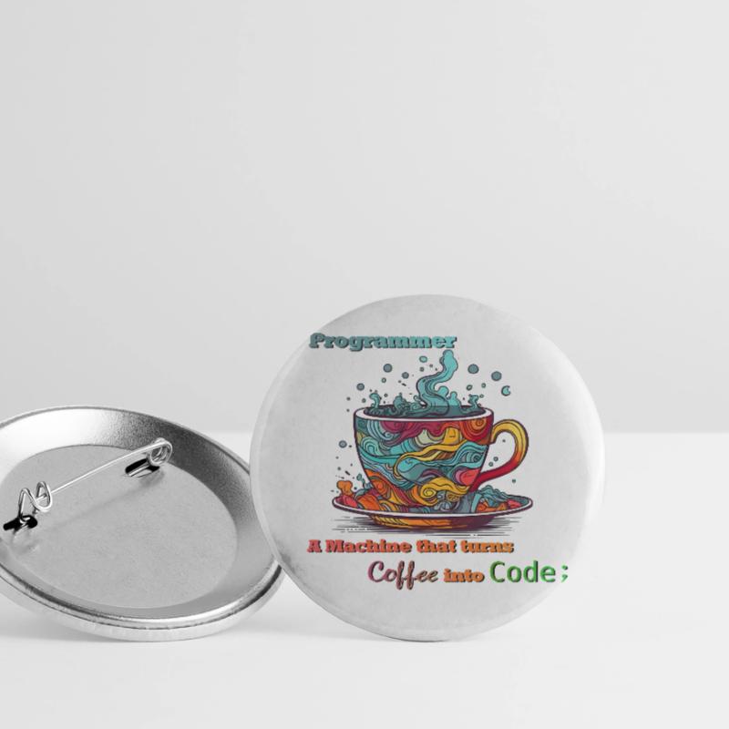 Programmer - Coffee into Code Buttons large 2.2''/56 mm (5-pack)