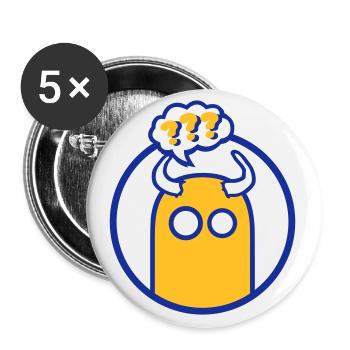 Mignon personnage de dessin animé (point d’interrogation, cercle) - Lot de 5 grands badges (56 mm) - blanc - Devant