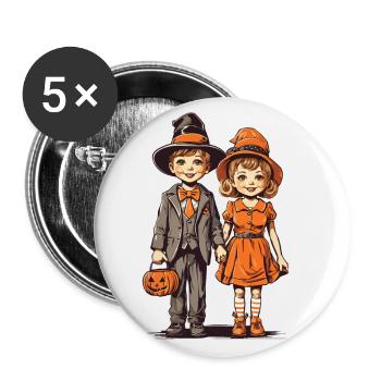 Retro Halloween Trick or Treat Kinder Design - Buttons groß 56 mm (5er Pack) - Weiß - Vorne
