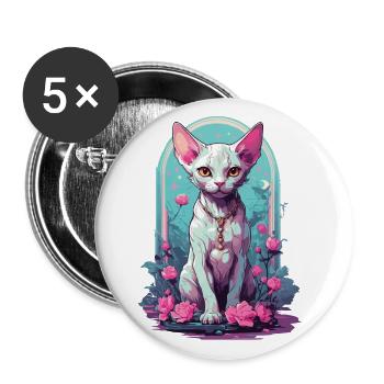 Occult Sphynx Cat in Pastel Goth Style - Buttons large 2.2''/56 mm (5-pack) - white - Front