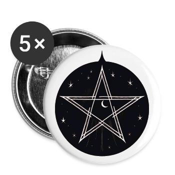 Magic pentagram with stars and moon - Buttons large 2.2''/56 mm (5-pack) - white - Front