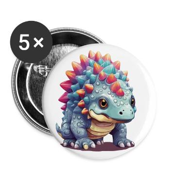 Niedlicher Pastell Ankylosaurus Dino Comic - Buttons groß 56 mm (5er Pack) - Weiß - Vorne