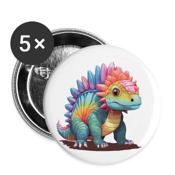Pastel Stegosaurus Dinosaur for Kids - Buttons large 2.2''/56 mm (5-pack) - white - Front