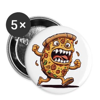 Halloween Pizza Horreur Cartoon Film Soirée Plaisir - Lot de 5 grands badges (56 mm) - blanc - Devant