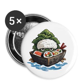 Sushi Yokai Japan Anime Streetwear Food Design - Buttons large 2.2''/56 mm (5-pack) - white - Front
