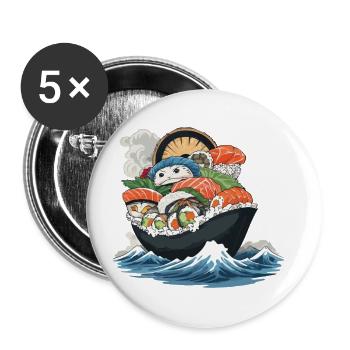 Sushi Feast Aesthetic with Japanese Yokai - Buttons large 2.2''/56 mm (5-pack) - white - Front