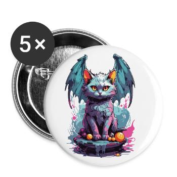 Pastell Goth Katze Dunkle Magie und Miau - Buttons groß 56 mm (5er Pack) - Weiß - Vorne